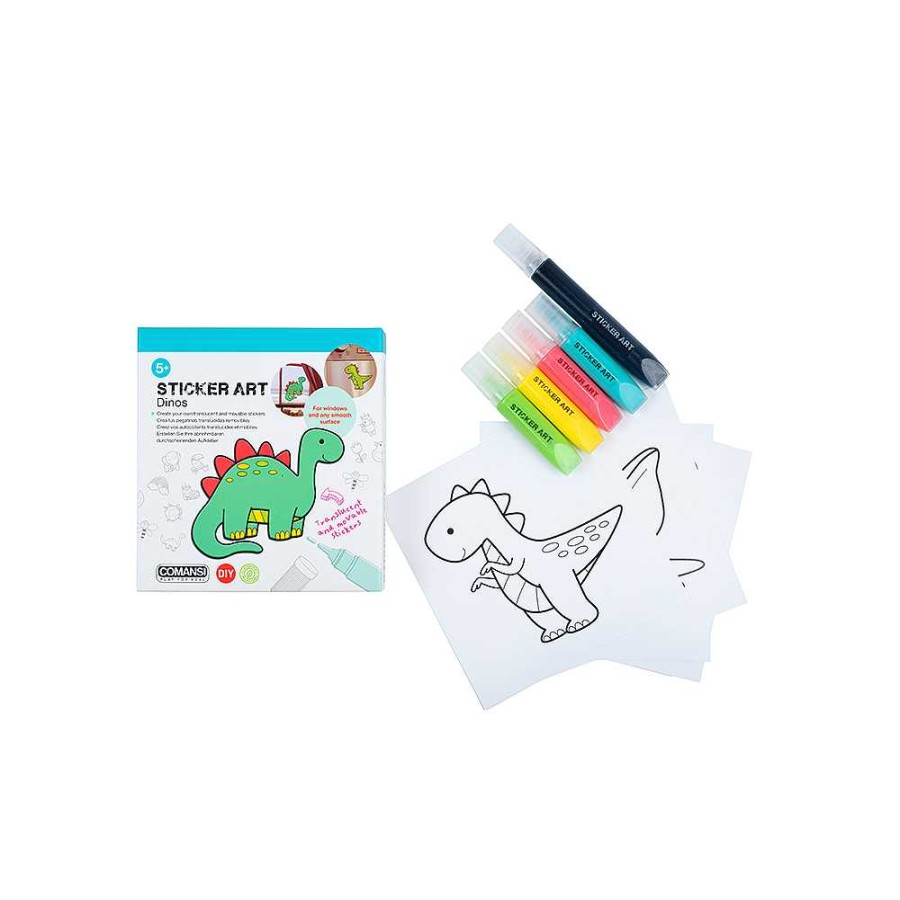 Juguetes Comansi | Rotuladores De Gel Sticker Art Dinosaurio